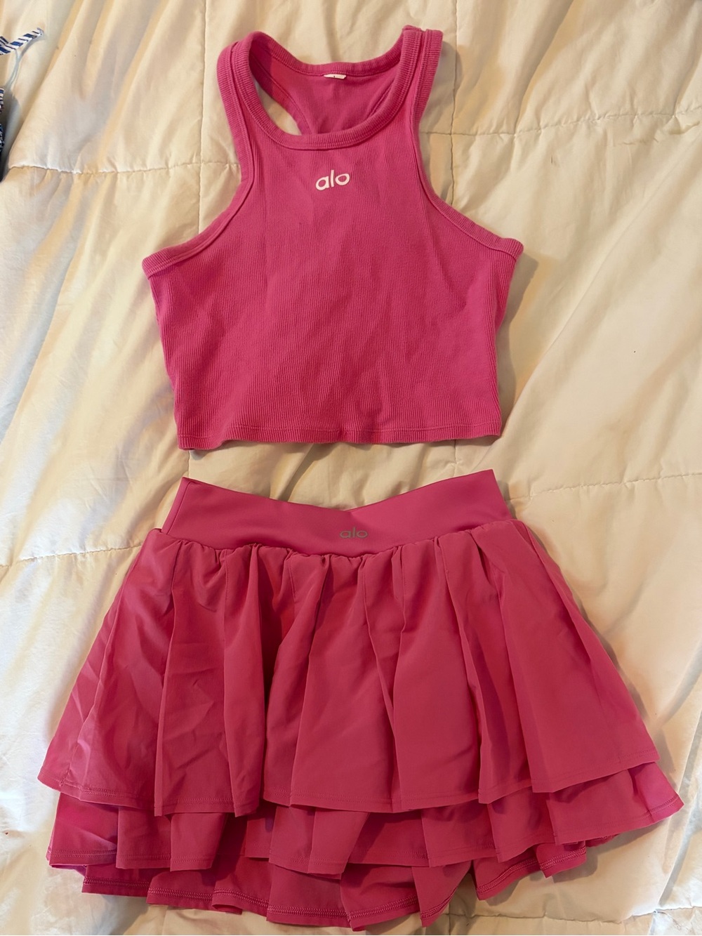 ALO Yoga Hot Pink Layered Skater Tennis Skirt